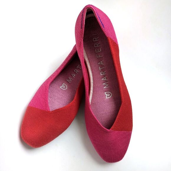 Rothy's Marta Ferri Flame Azalea Square Toe Limited Edition Flats - Picture 1 of 12